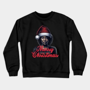 Black Woman Santa, Black Mrs Santa Claus, African American Santa Crewneck Sweatshirt